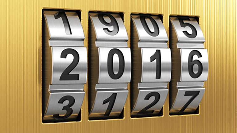 the numbers 2016 on a dial lock