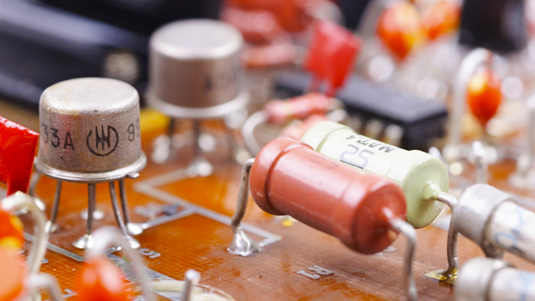 Resistors on orange circuitboard