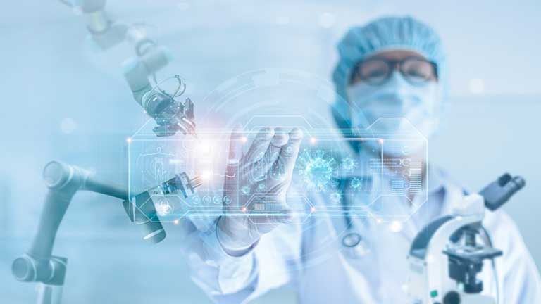 Surgeon using robotic machinery Surgeon using robotic machinery