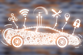 automobile with symbols above