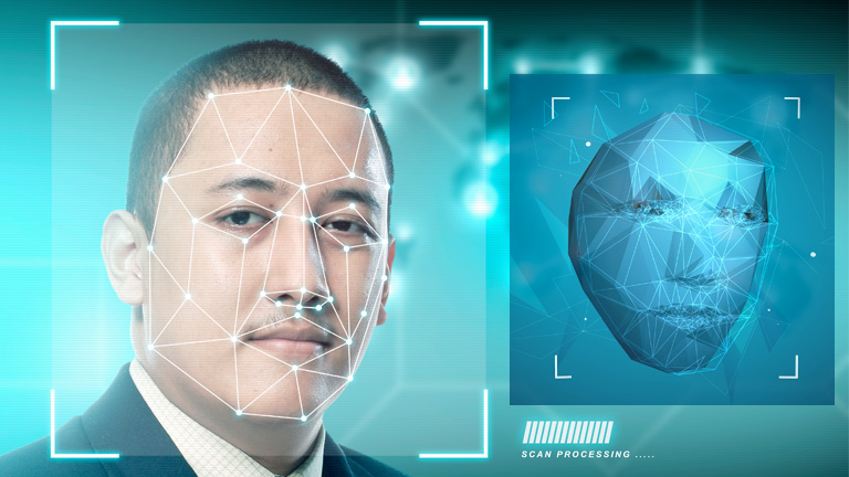 Illustration of facial recognition software