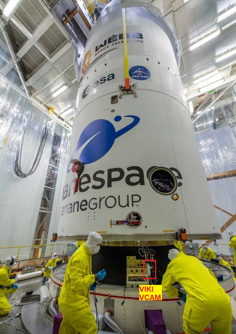 The VCAM image system secured inside Ariane 5 fairing The VCAM image system secured inside Ariane 5 fairing