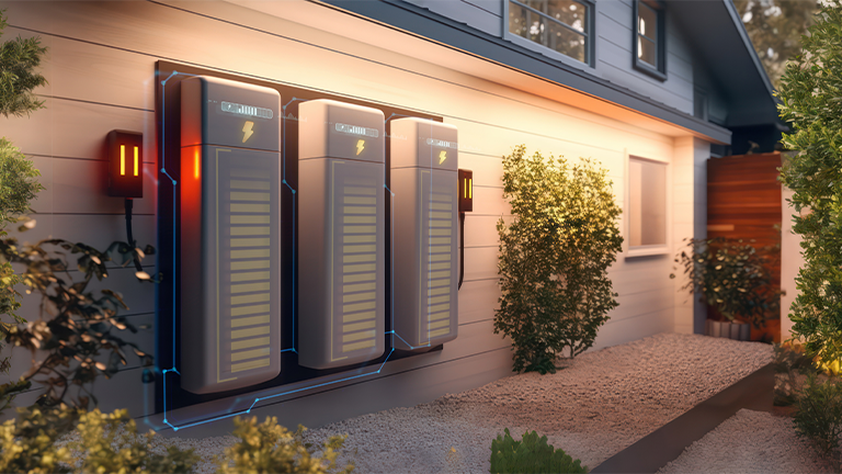 a-home-with-a-series-of-batteries-attached-to-the-outside-wall