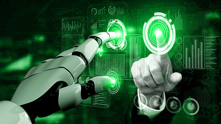 協働するロボットの手と人の手