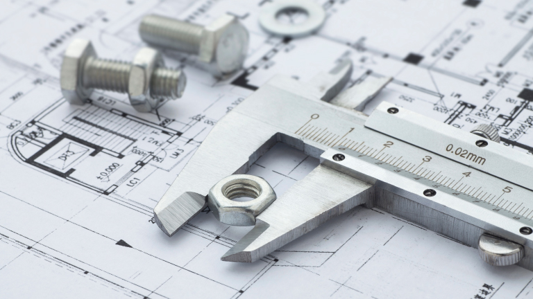 metal nut in venier calipers measuring tool