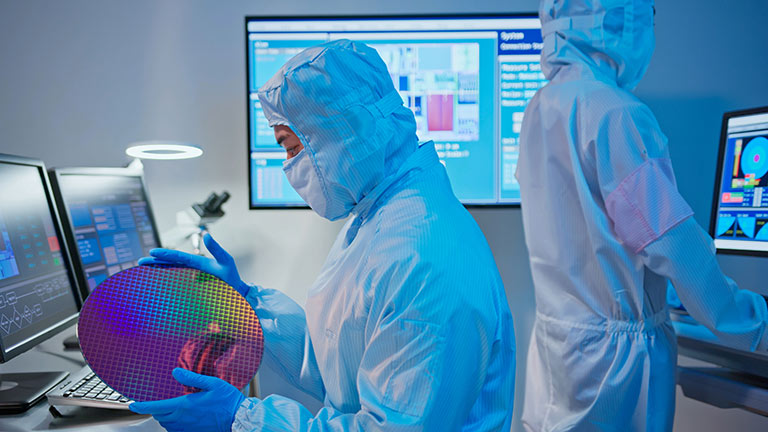 Lab technicians in clean room