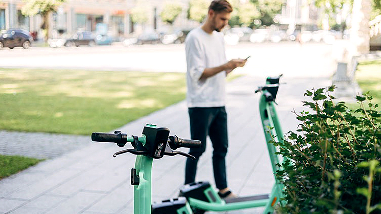 e-bike and man read information e-bike and man read information