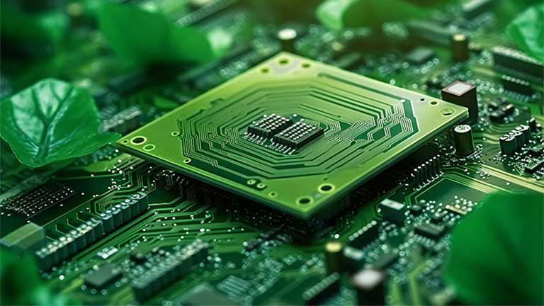 IC chip surrounded by leaves