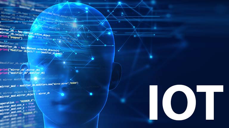 Graphic depicting a human head with IOT written of to the side